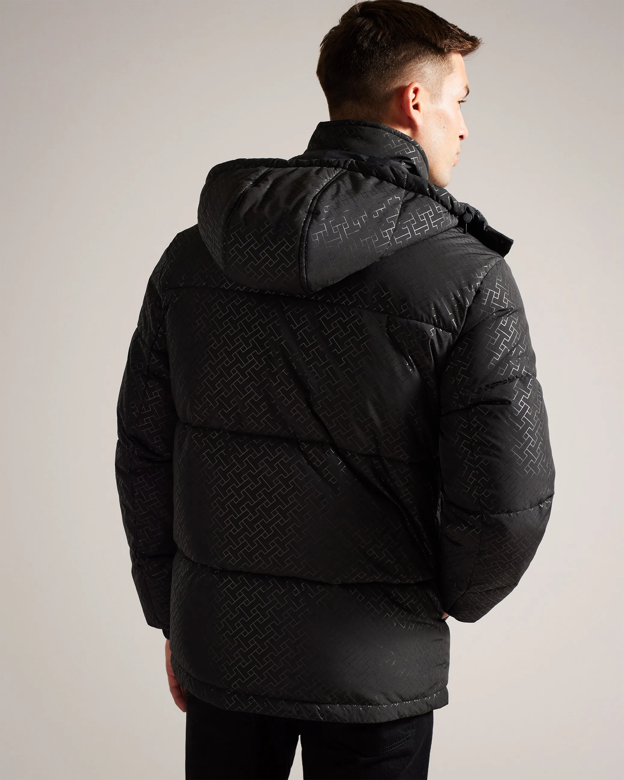 Gilmour Geo Print Puffer Jacket Black