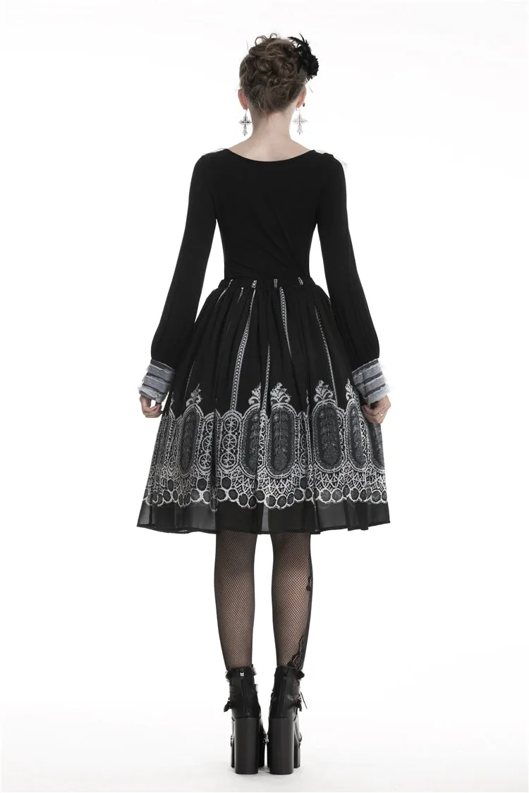 Gothic lolita Black and white skirt  KW153