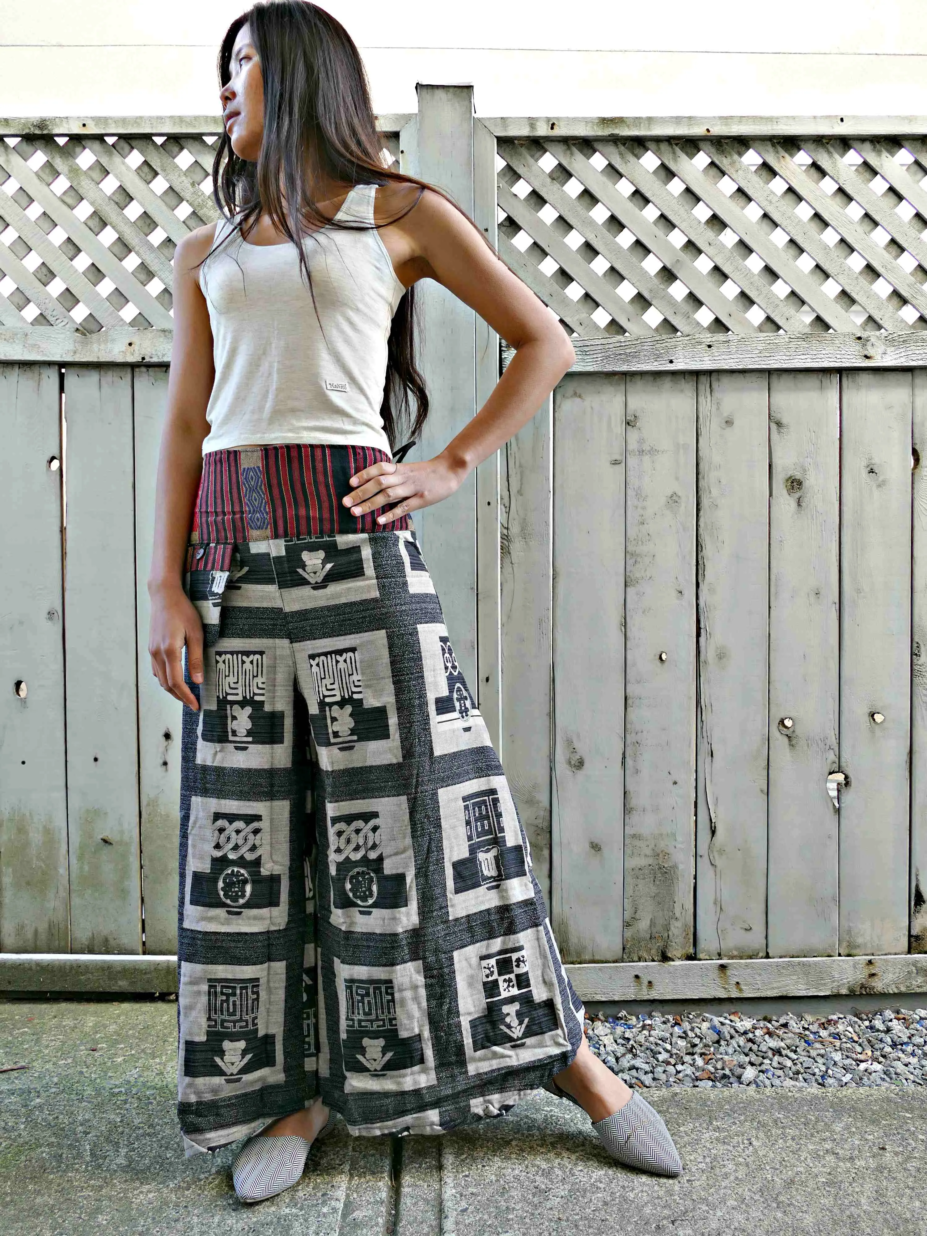 Hanten Print Naka Wide Leg Pants