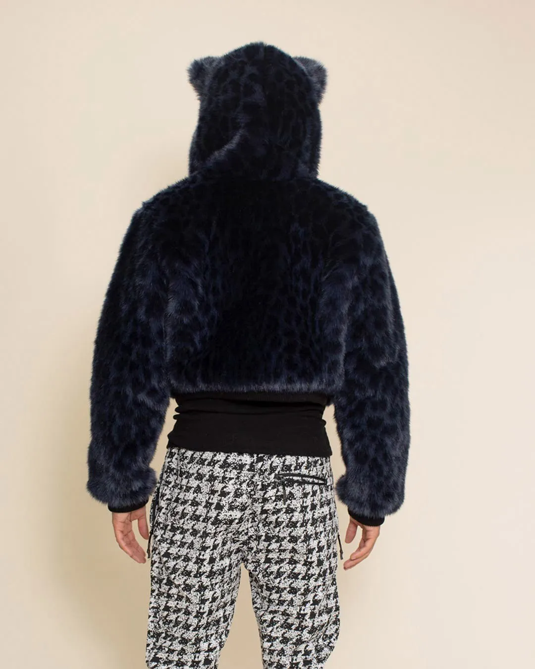 Indigo Leopard Classic Collector Edition Faux Fur Cropped Jacket | Men's