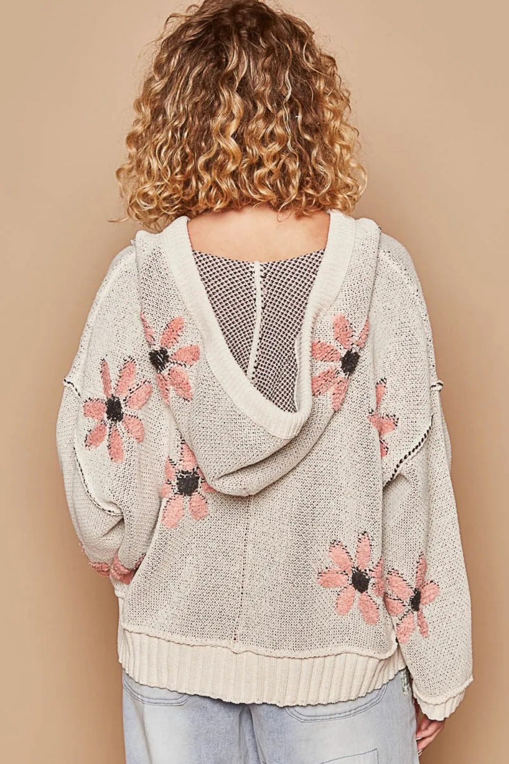 Just BE. POL Floral  Hooded Sweater