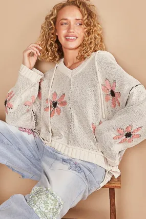 Just BE. POL Floral  Hooded Sweater