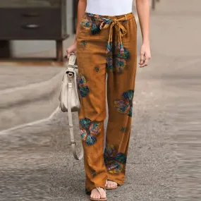 LAILA RETRO PRINT PANTS YELLOW