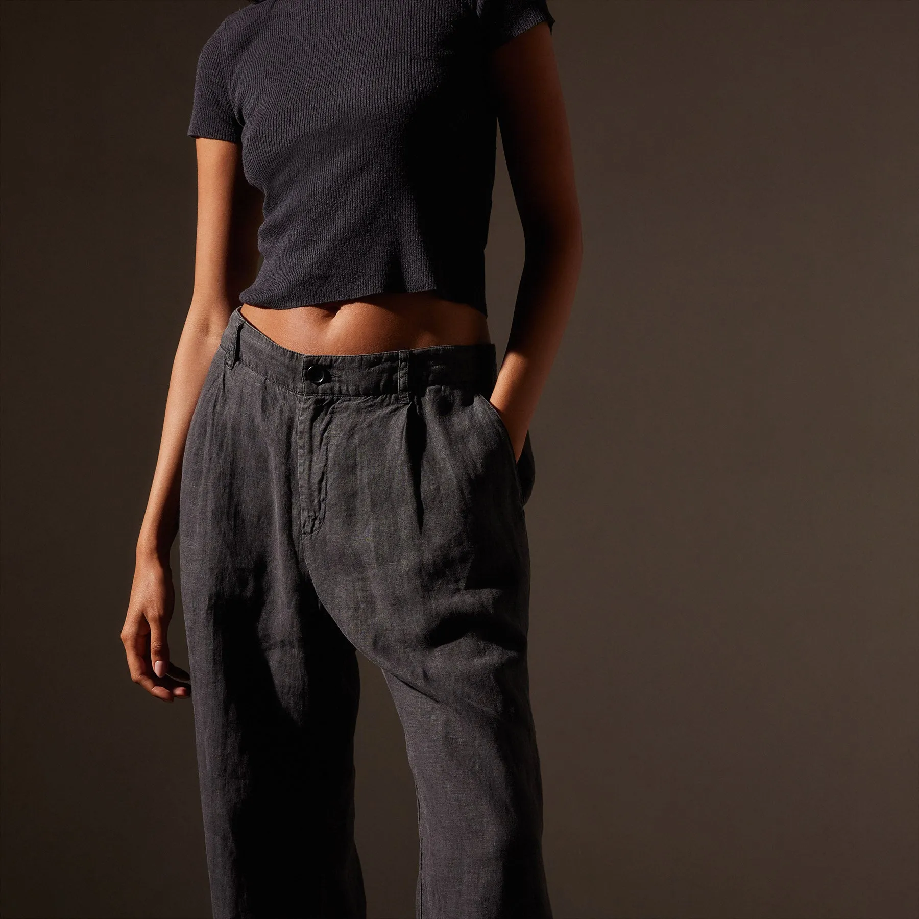 Linen Pleated Pant - Magma Pigment