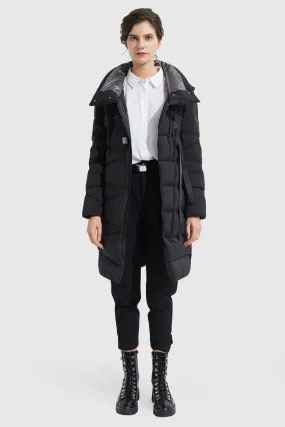 Long Hooded Asymmetric Puffer Jacket