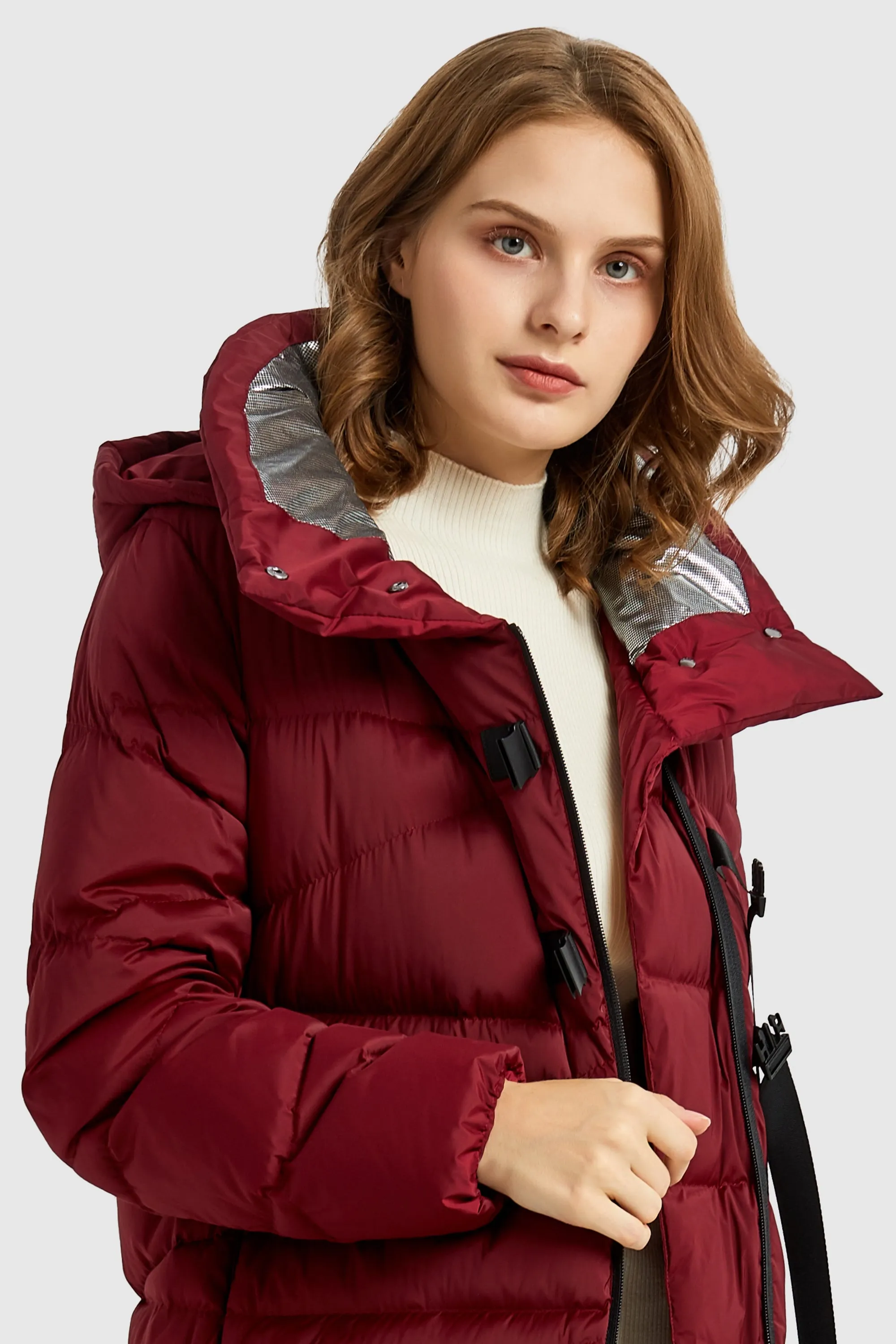 Long Hooded Asymmetric Puffer Jacket