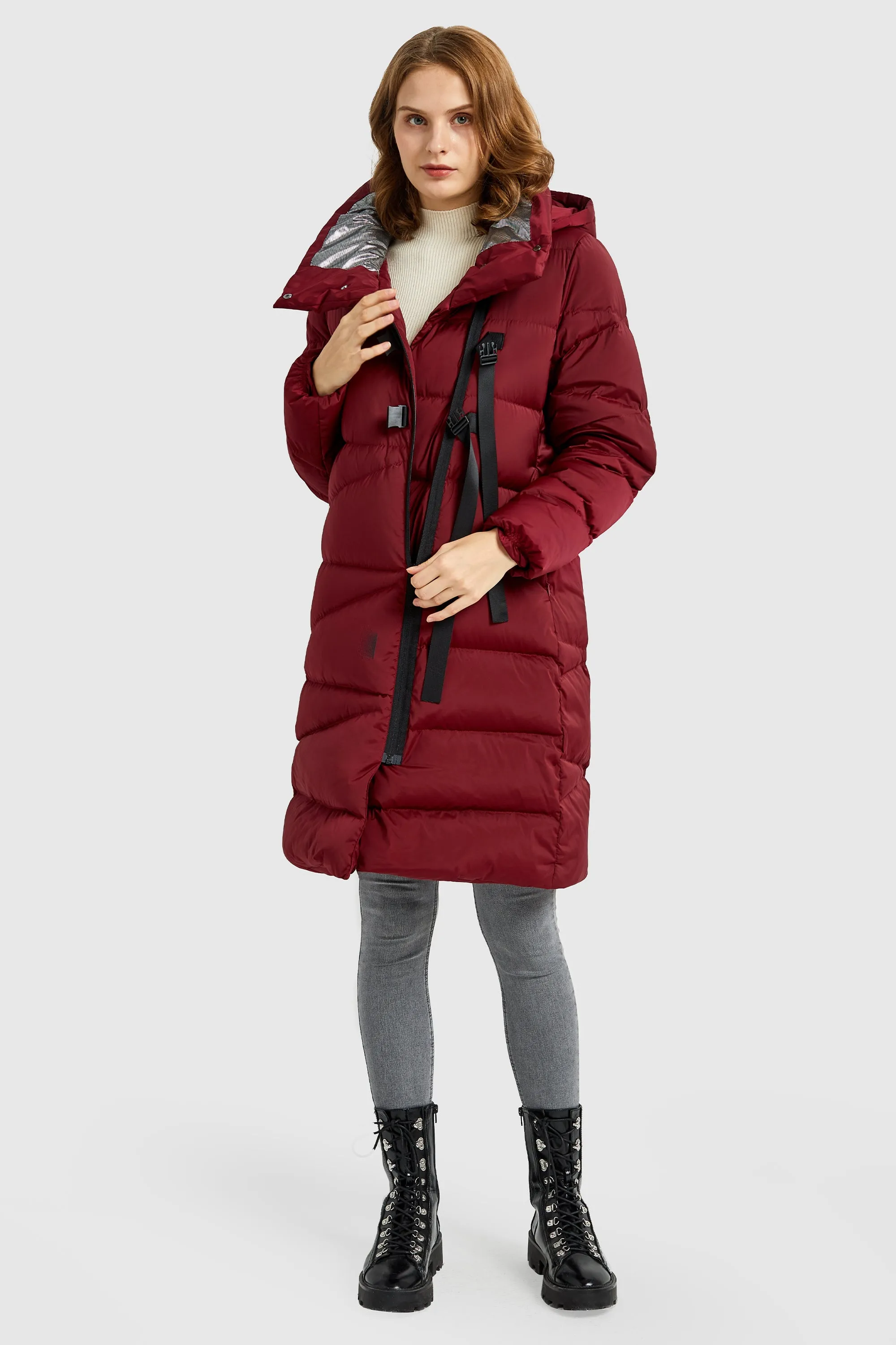 Long Hooded Asymmetric Puffer Jacket