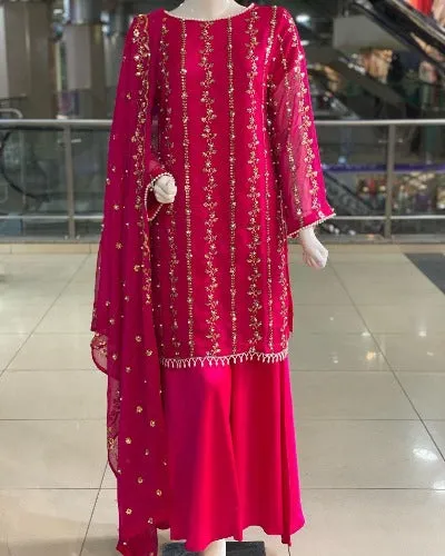 Magenta Pink Georgette Suit UK Next Day