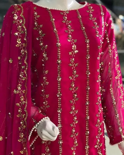 Magenta Pink Georgette Suit UK Next Day