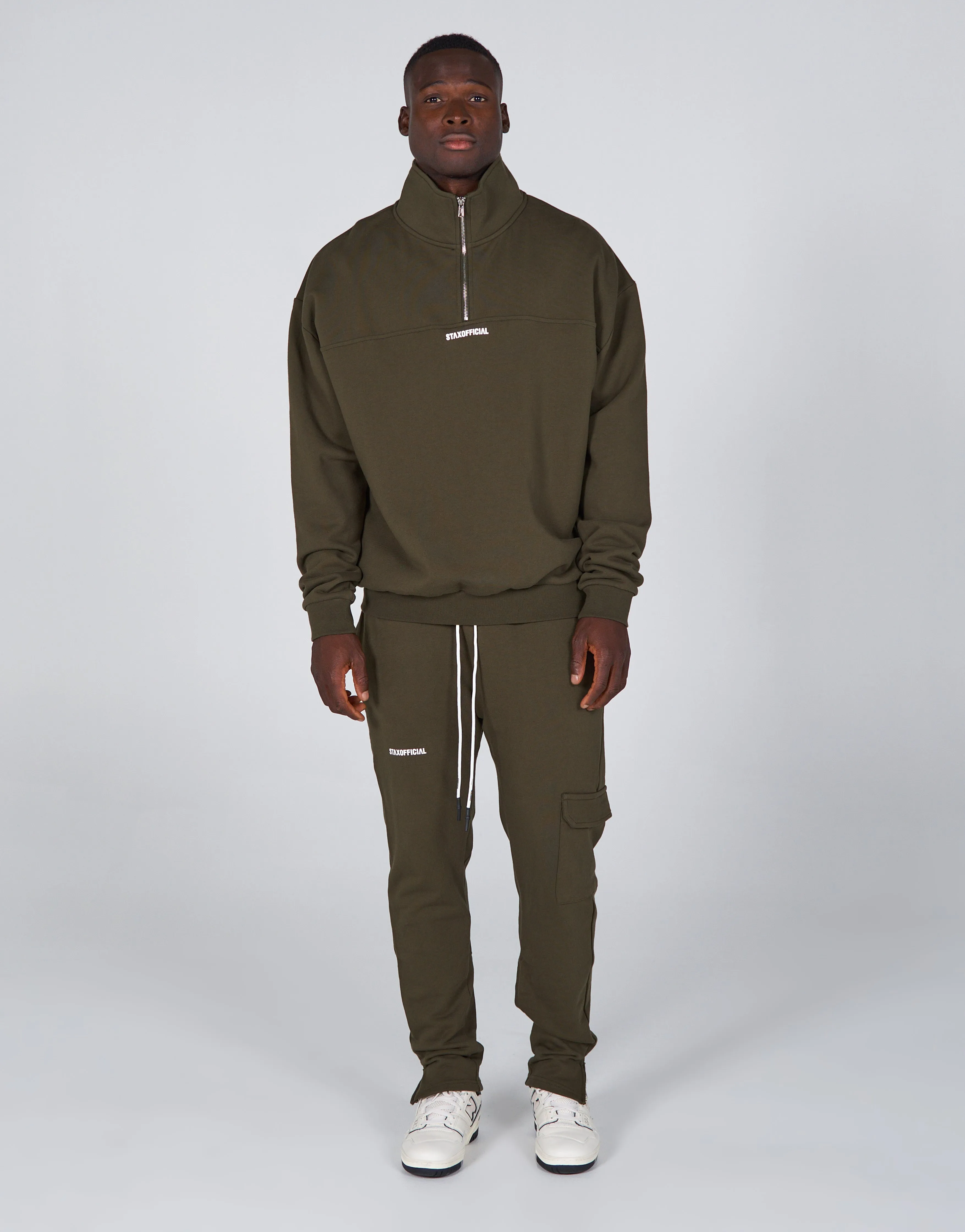 Mens Quarter Zip Crew- Khaki