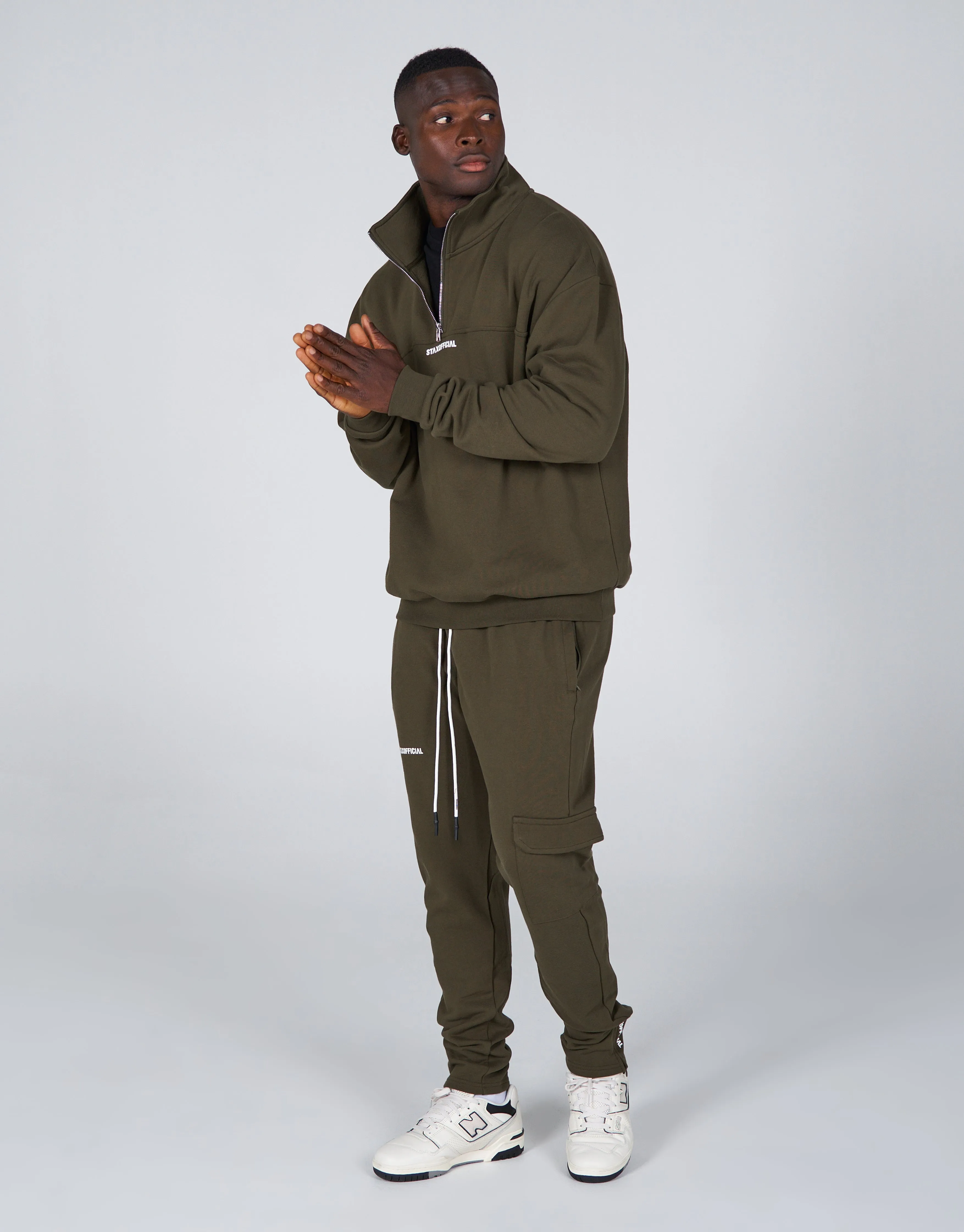 Mens Quarter Zip Crew- Khaki