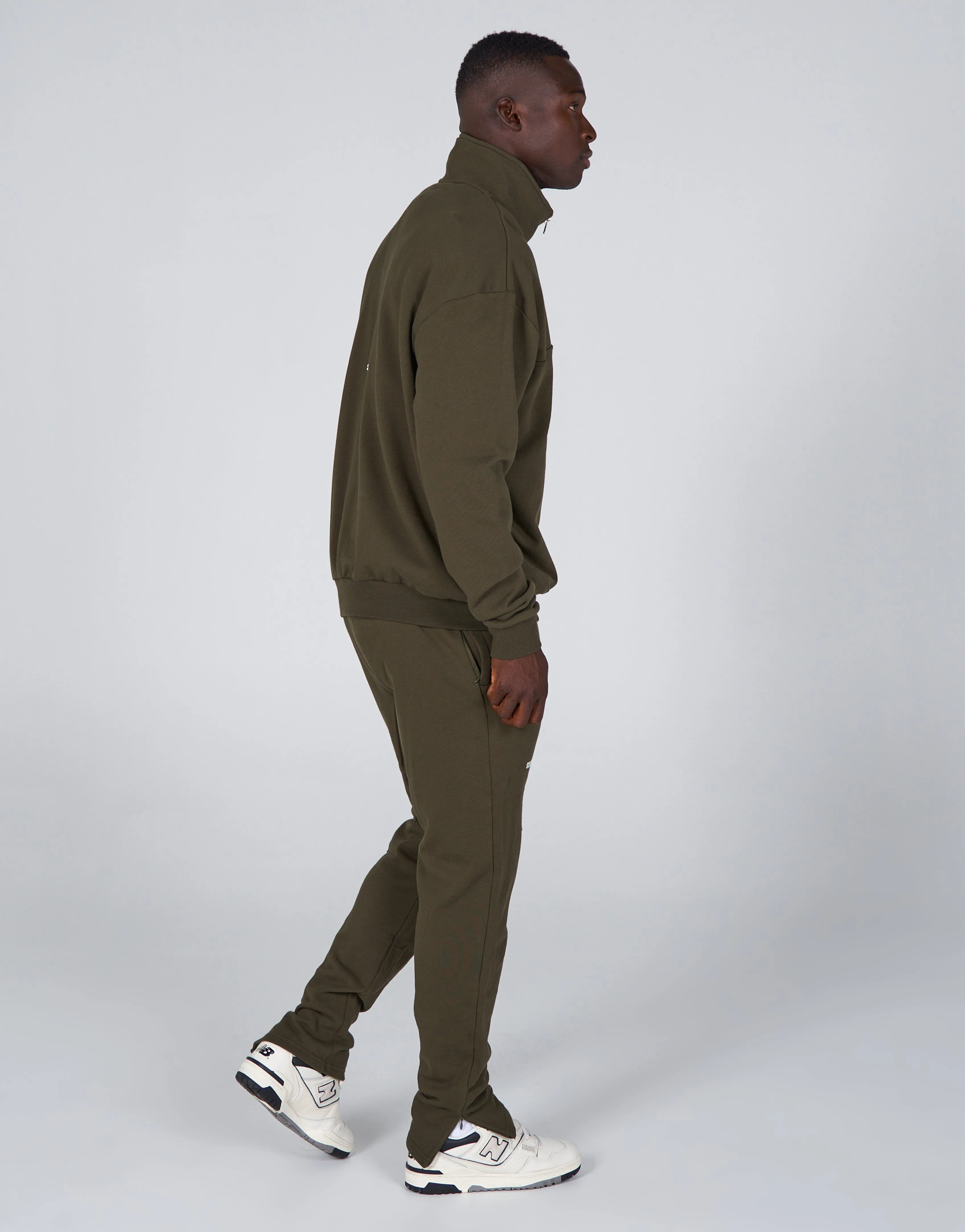 Mens Quarter Zip Crew- Khaki