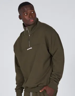 Mens Quarter Zip Crew- Khaki