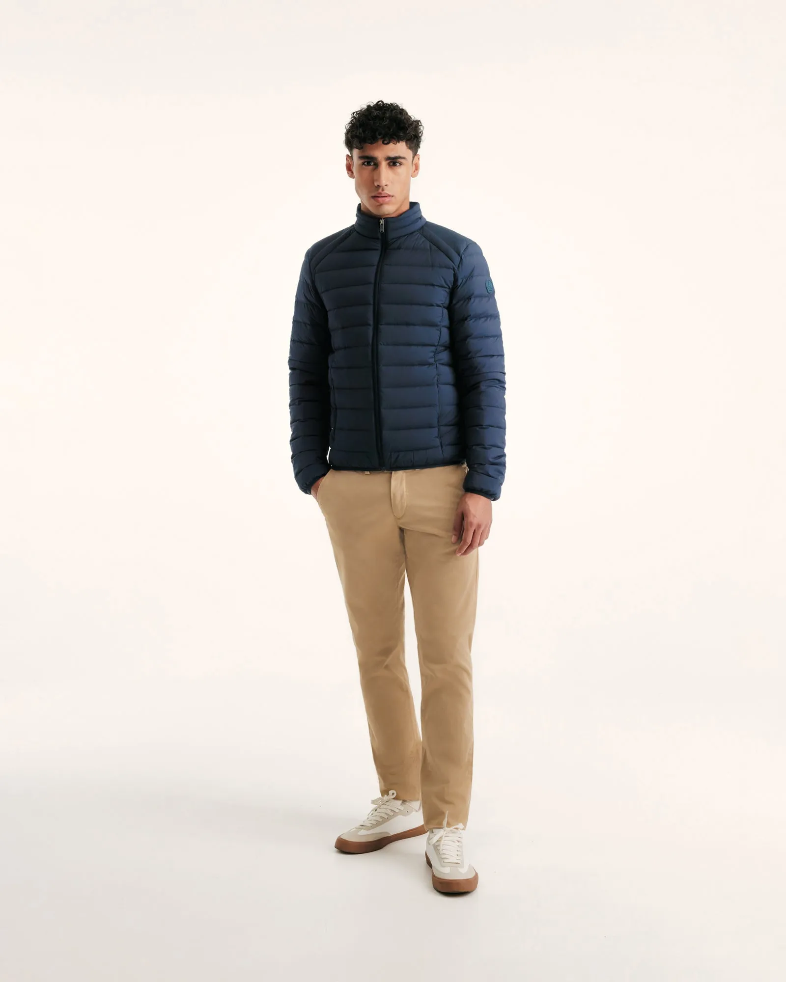 Navy Aragon lightweight stretch puffer jacket