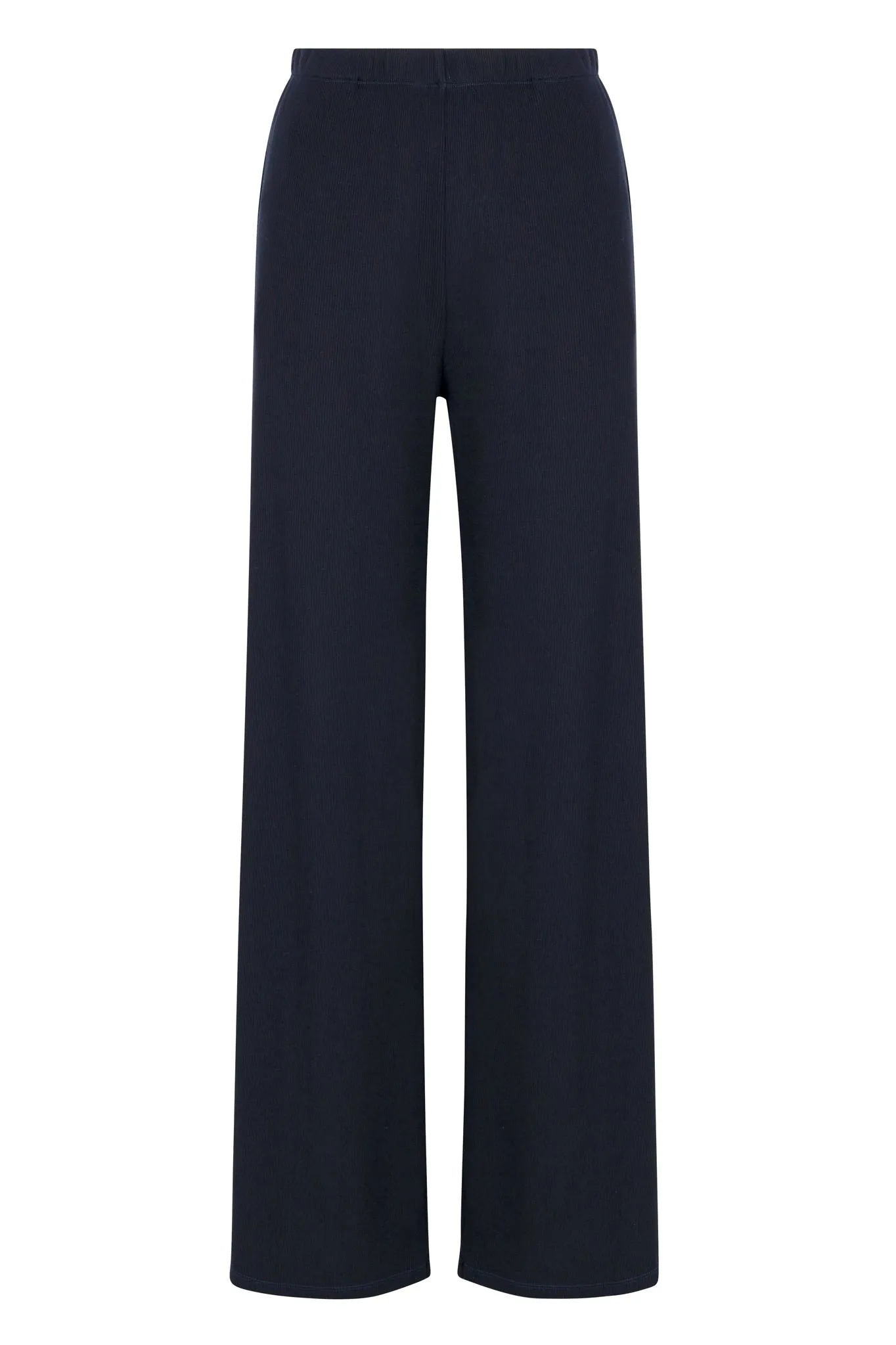 Navy Rib Wide Leg Pants