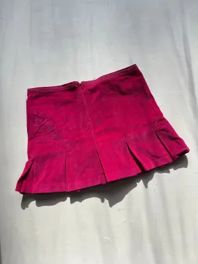 Neon pink velvet pleated school mini skirt  90s y2k vintage (XS/S)