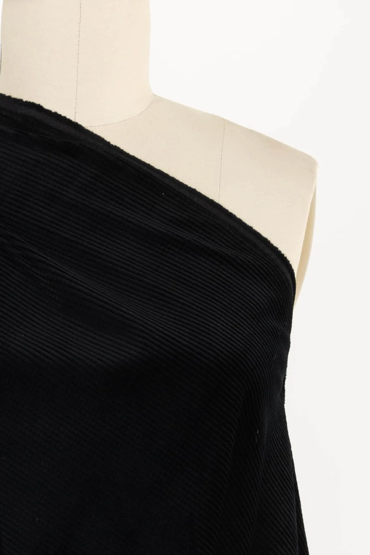 Nero Black Italian Cotton Corduroy