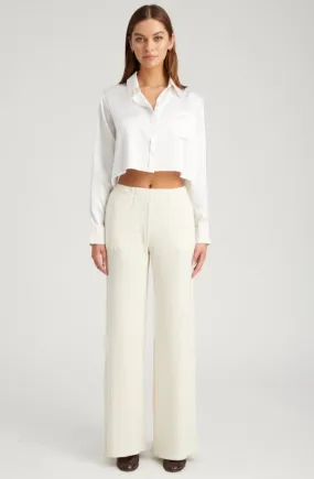 Off White Rib Wide Leg Pants