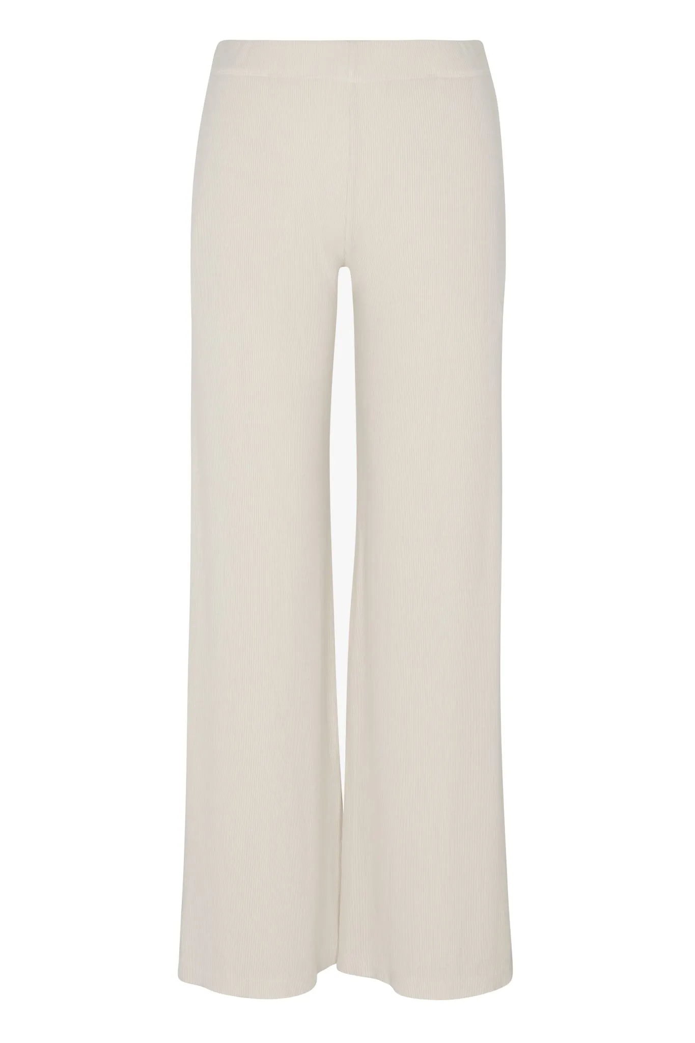 Off White Rib Wide Leg Pants