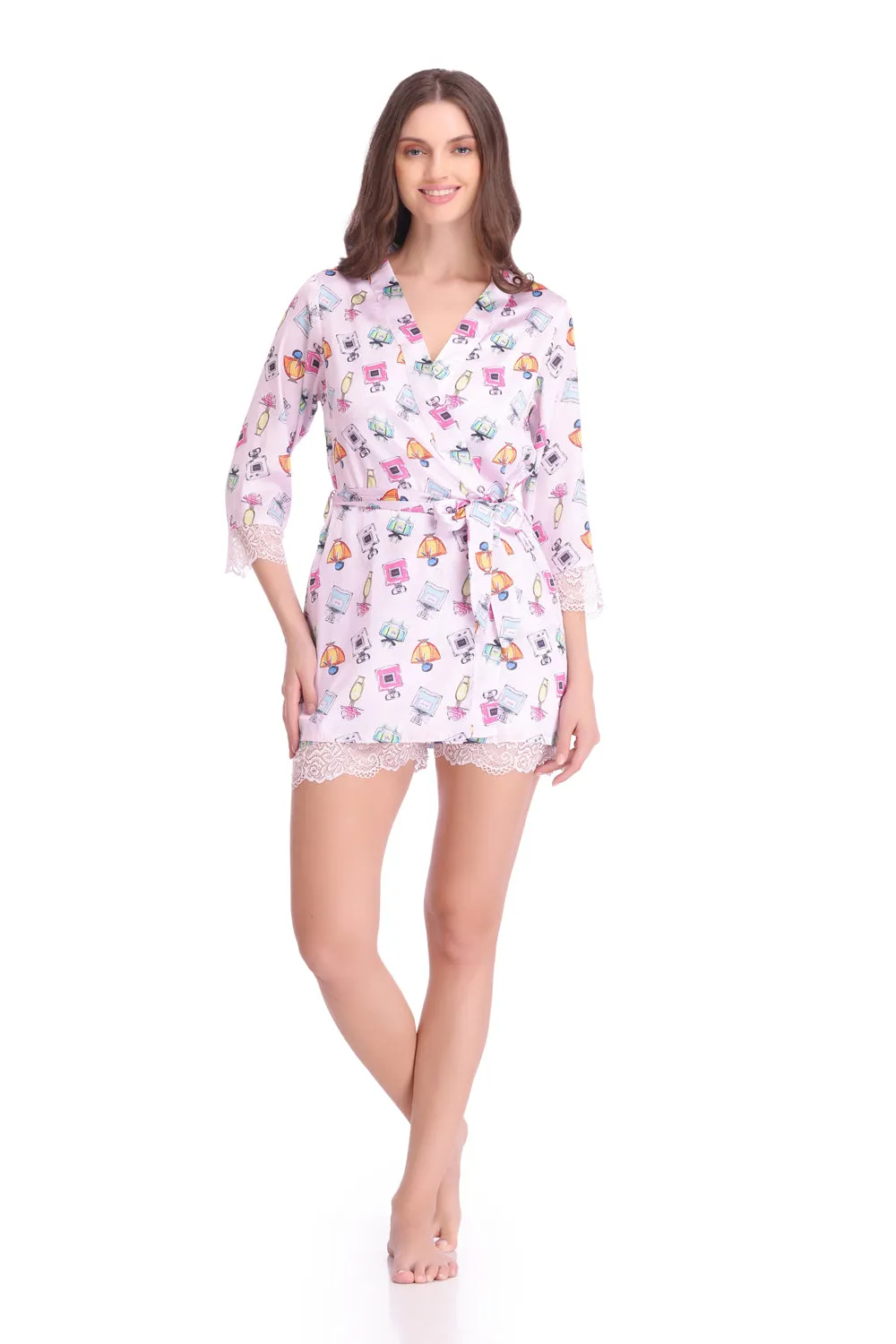 Perfume Print Night suit with Robe