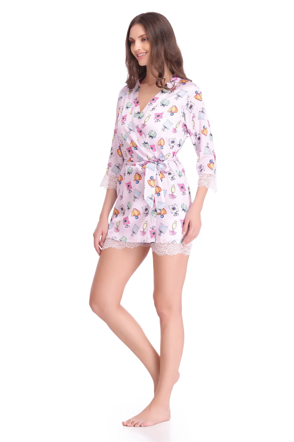 Perfume Print Night suit with Robe