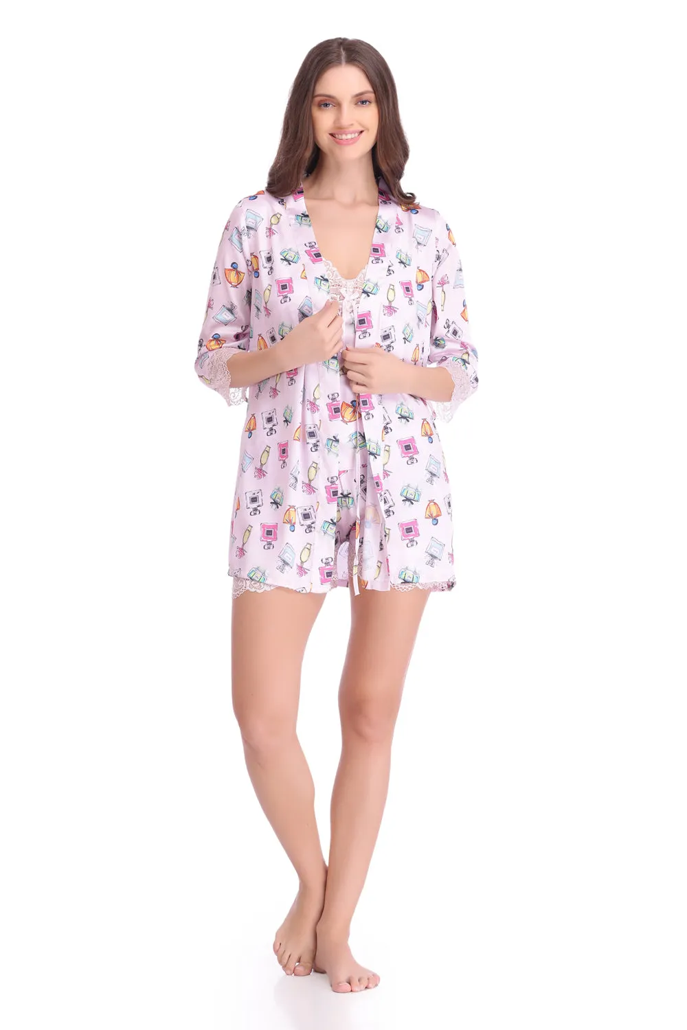 Perfume Print Night suit with Robe