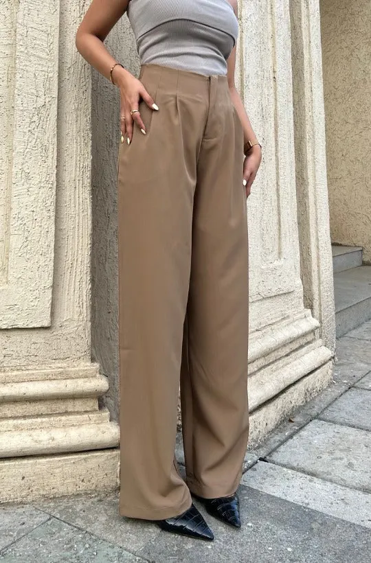 Pleated Detail High Waist Pants