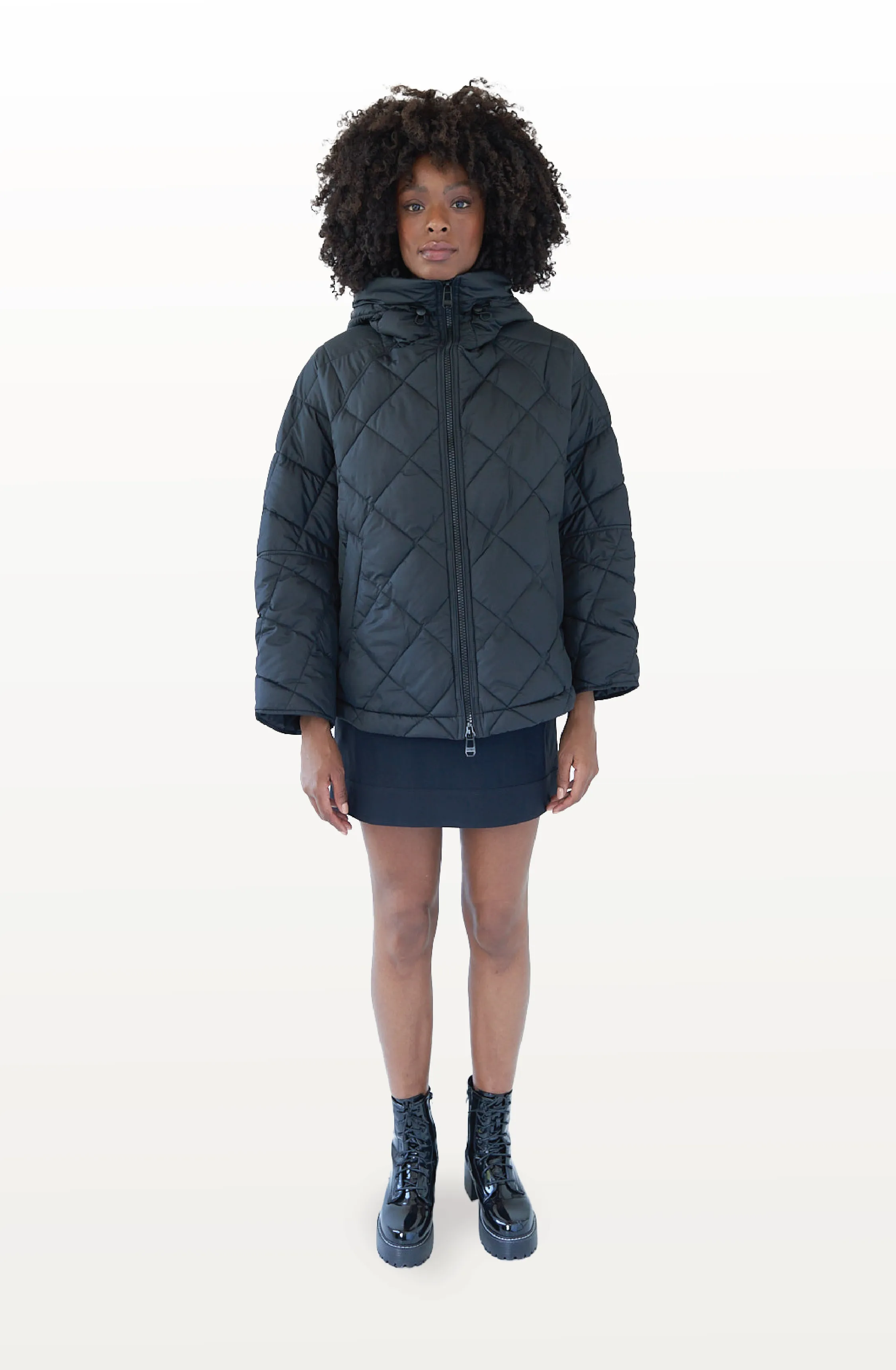 Princedale Recycled Vegan Short Cape Puffer Jacket | Black