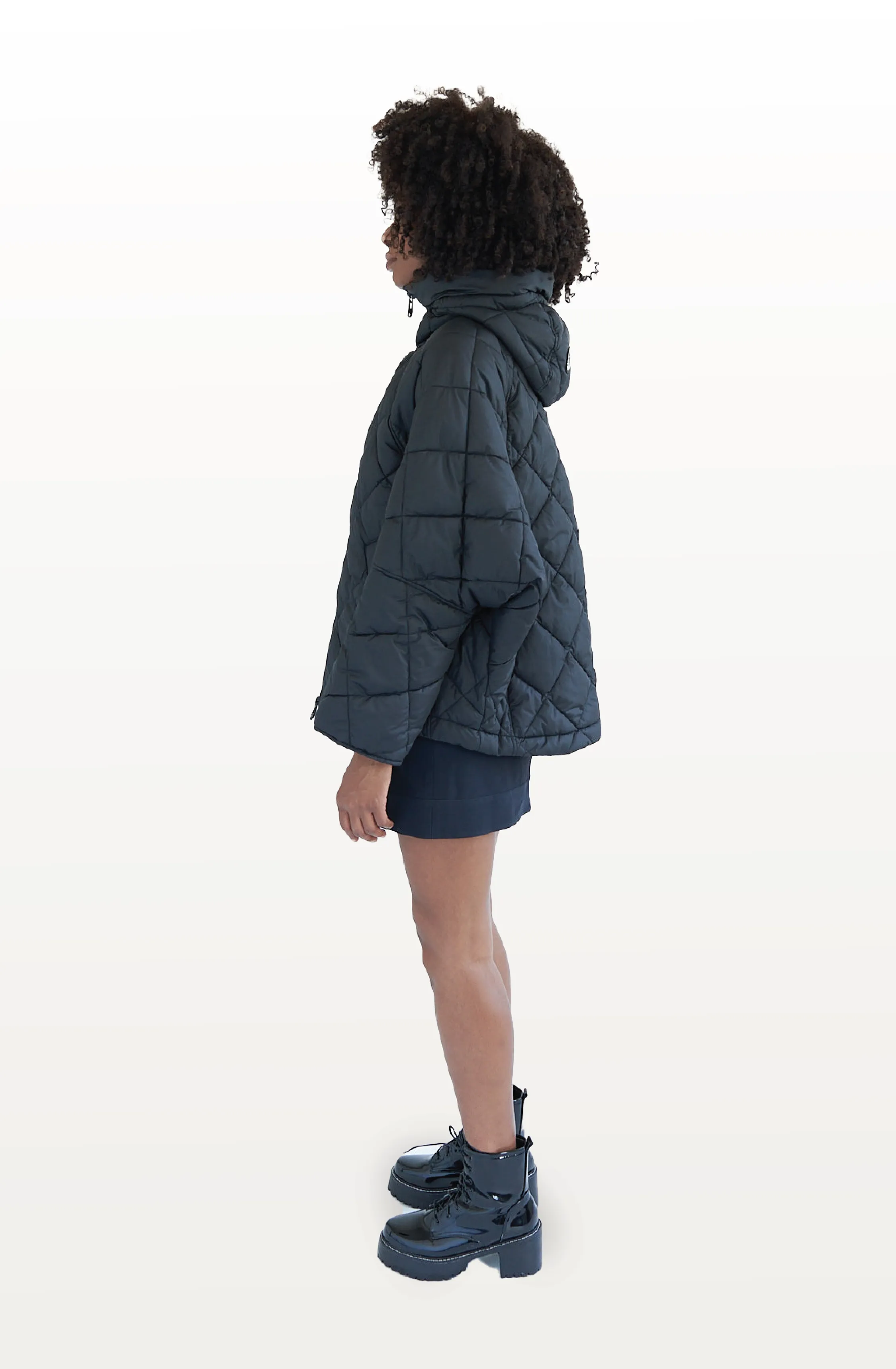 Princedale Recycled Vegan Short Cape Puffer Jacket | Black