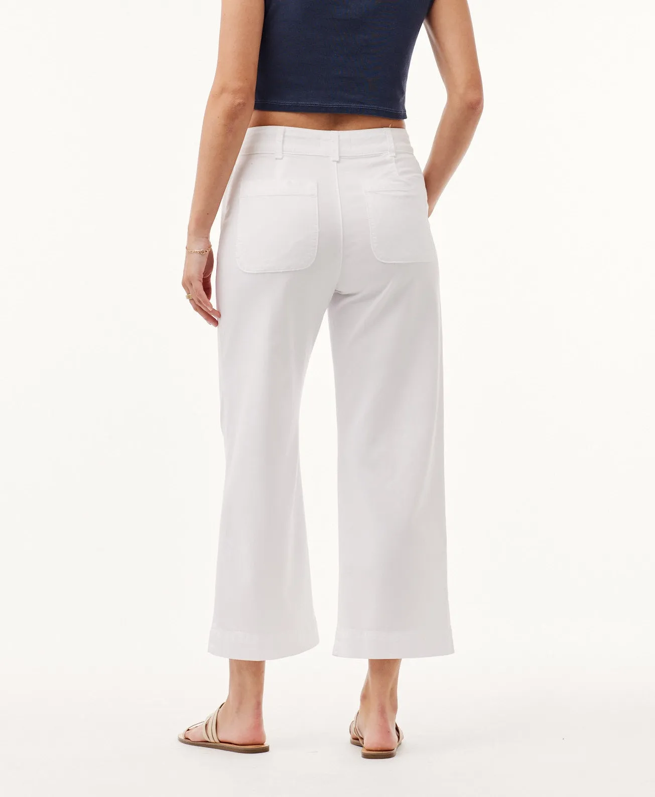 Saige Wide Leg Crop - White