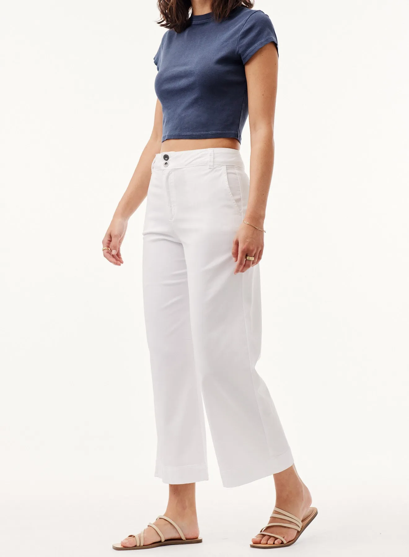 Saige Wide Leg Crop - White