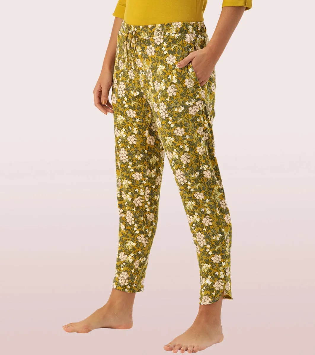 Shop-In Pants - Tapered Lounge Pants With Self Fabric Drawstring With Metal Ends