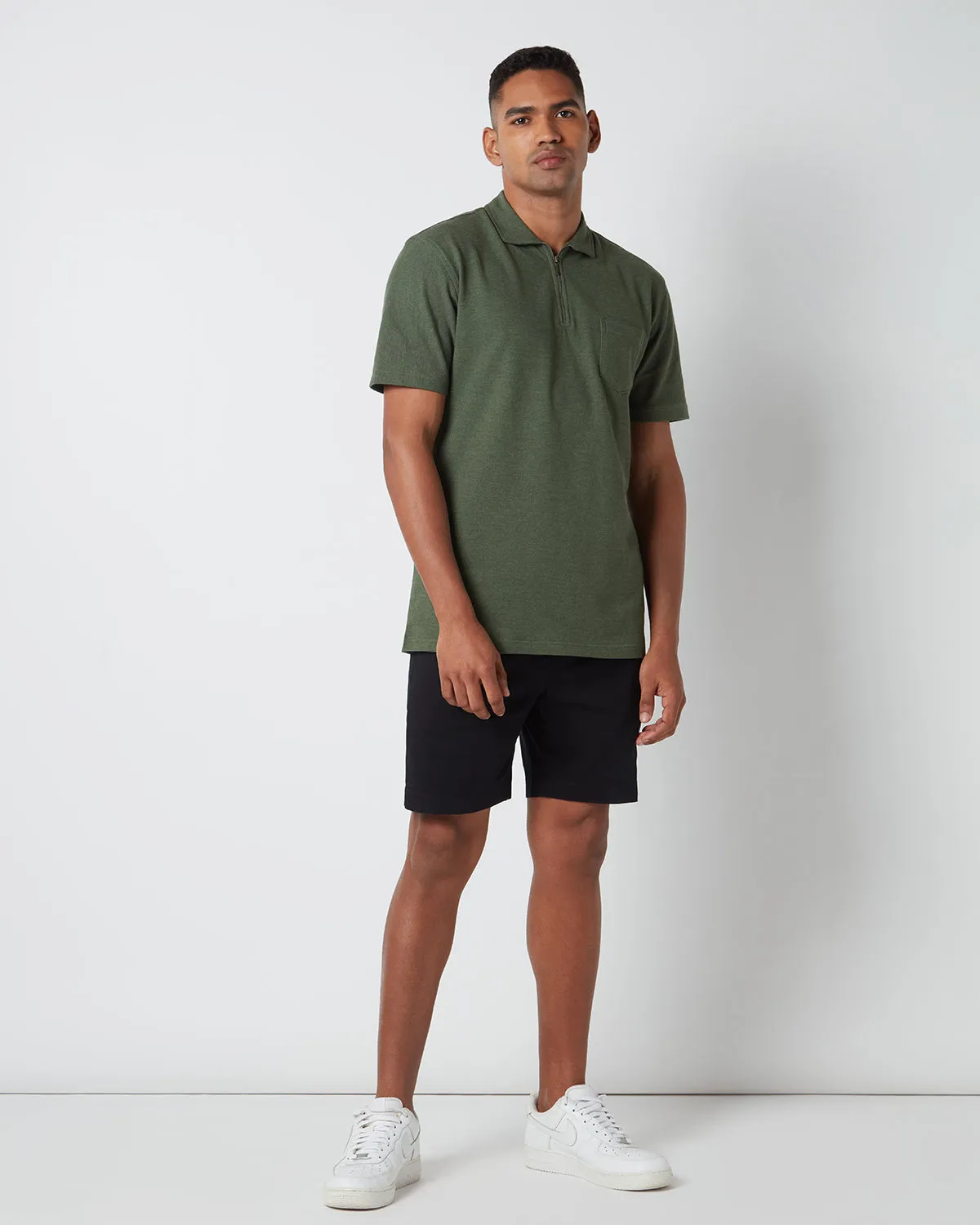 Signature Zipper Polo T-Shirt - Olive