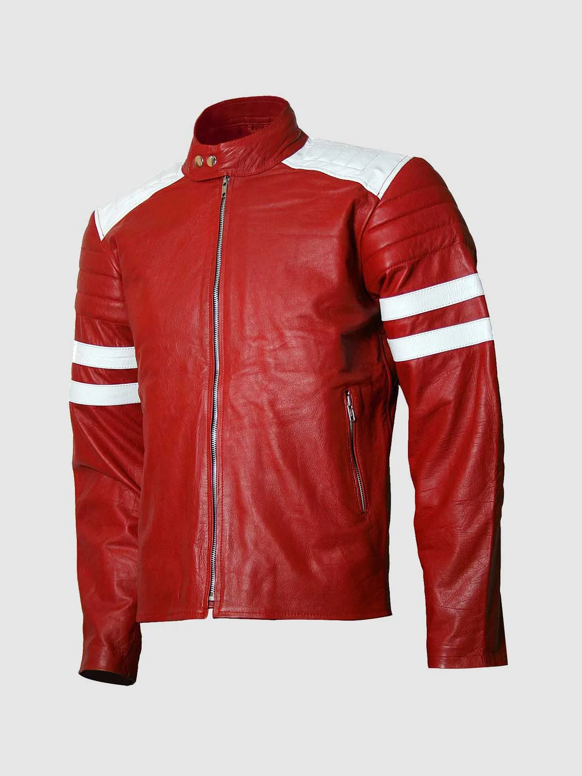 Size X-Large Red & White Leather Jacket for Men