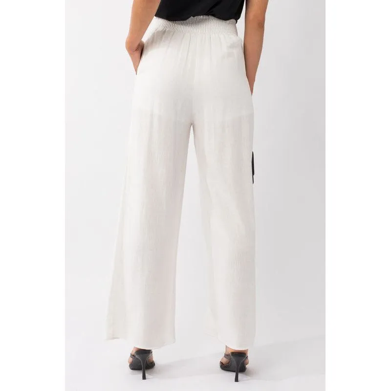 Smocked Waist Wide Leg Pant