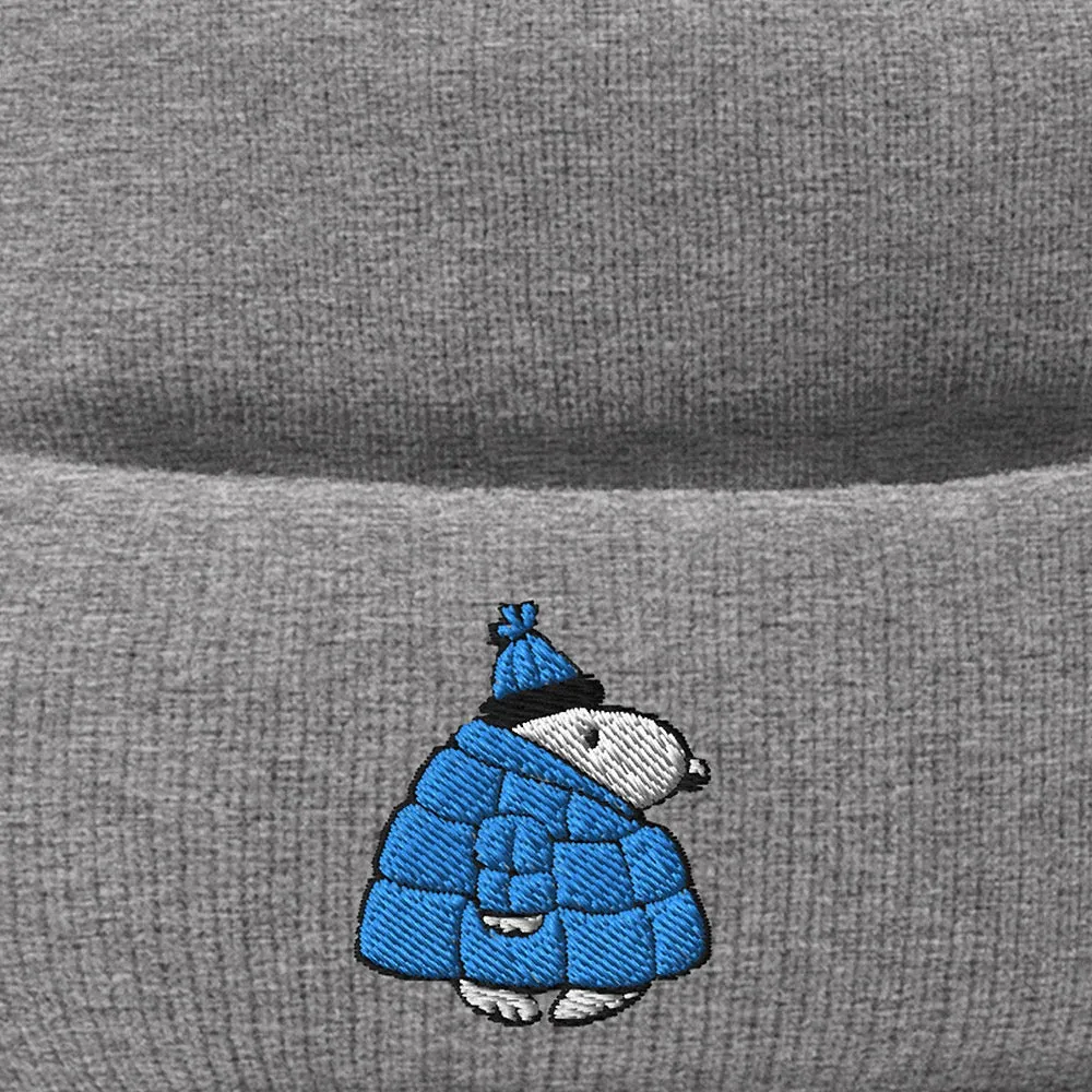 Snoopy Puffer Embroidered Pom Pom Beanie