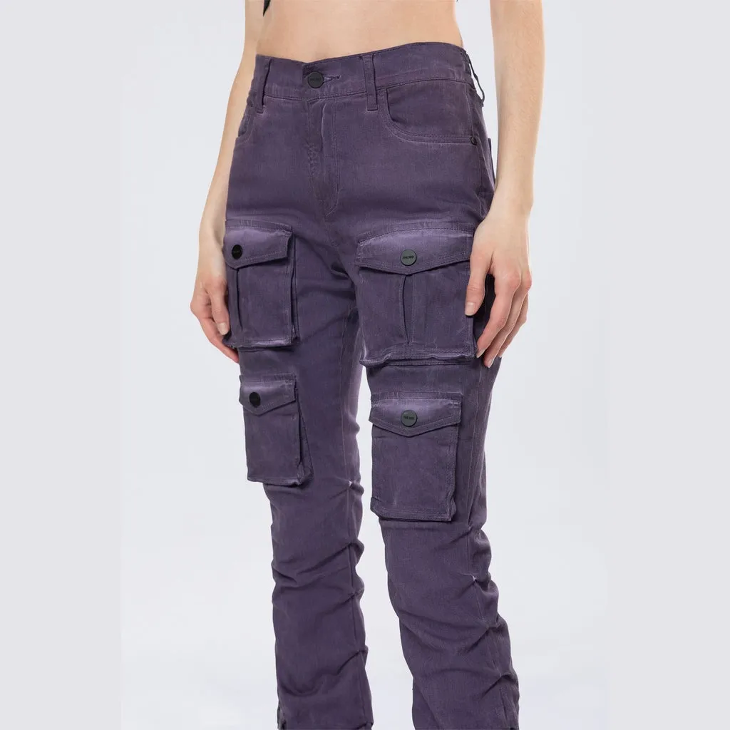 Stacked Pigment Dyed Twill Pants - Purple