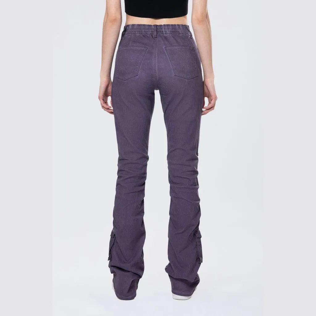 Stacked Pigment Dyed Twill Pants - Purple