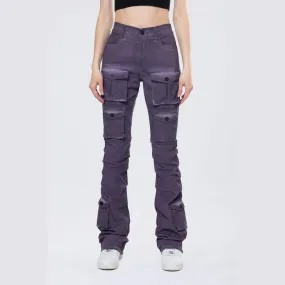 Stacked Pigment Dyed Twill Pants - Purple