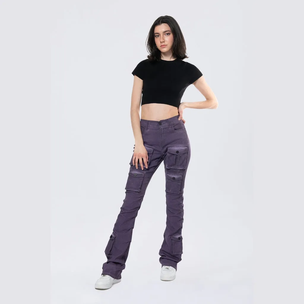 Stacked Pigment Dyed Twill Pants - Purple