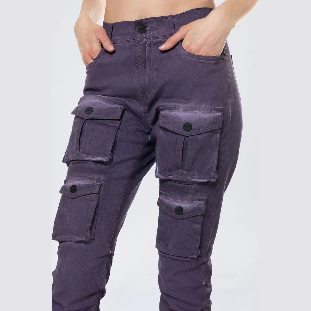 Stacked Pigment Dyed Twill Pants - Purple