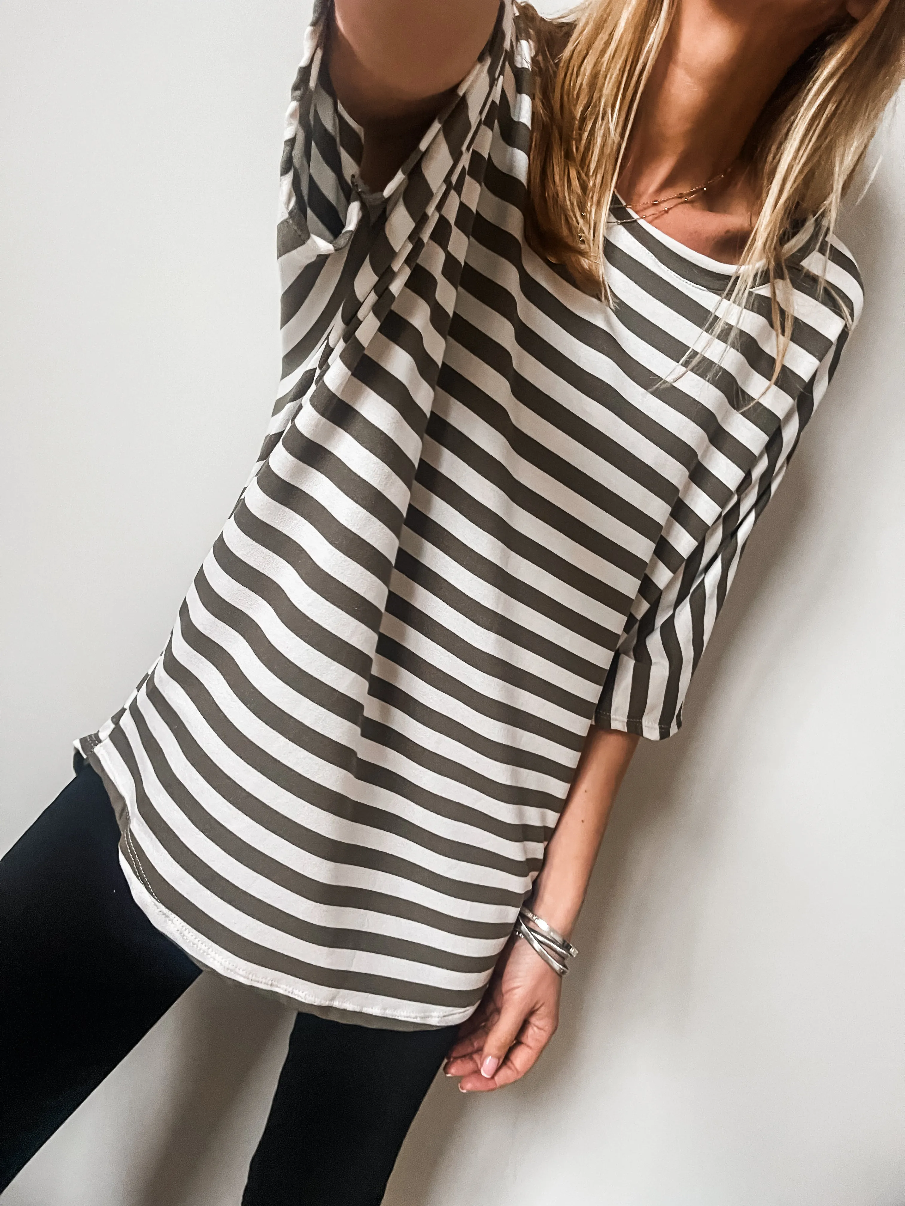 Striped Batwing Sweat Top