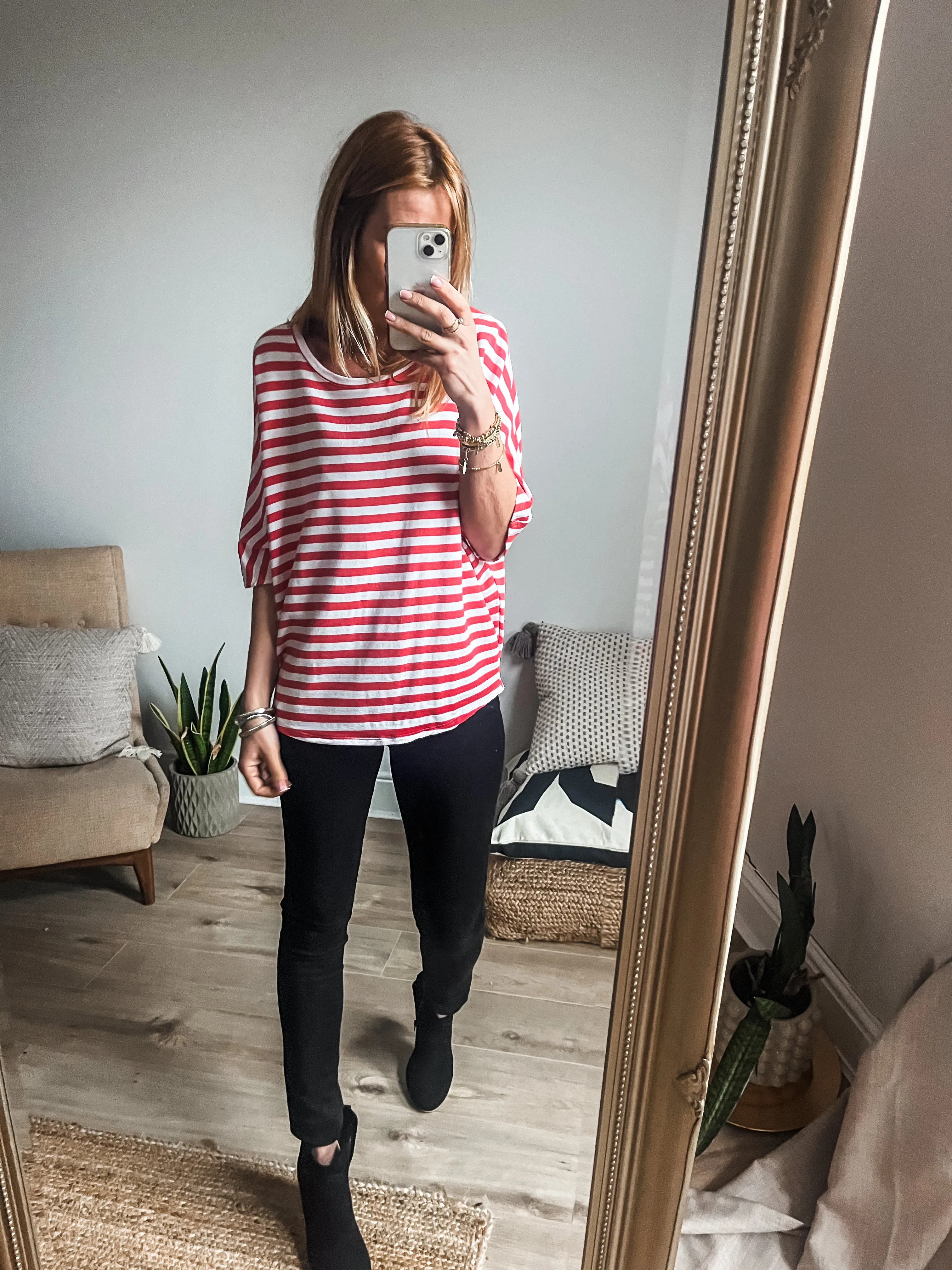 Striped Batwing Sweat Top