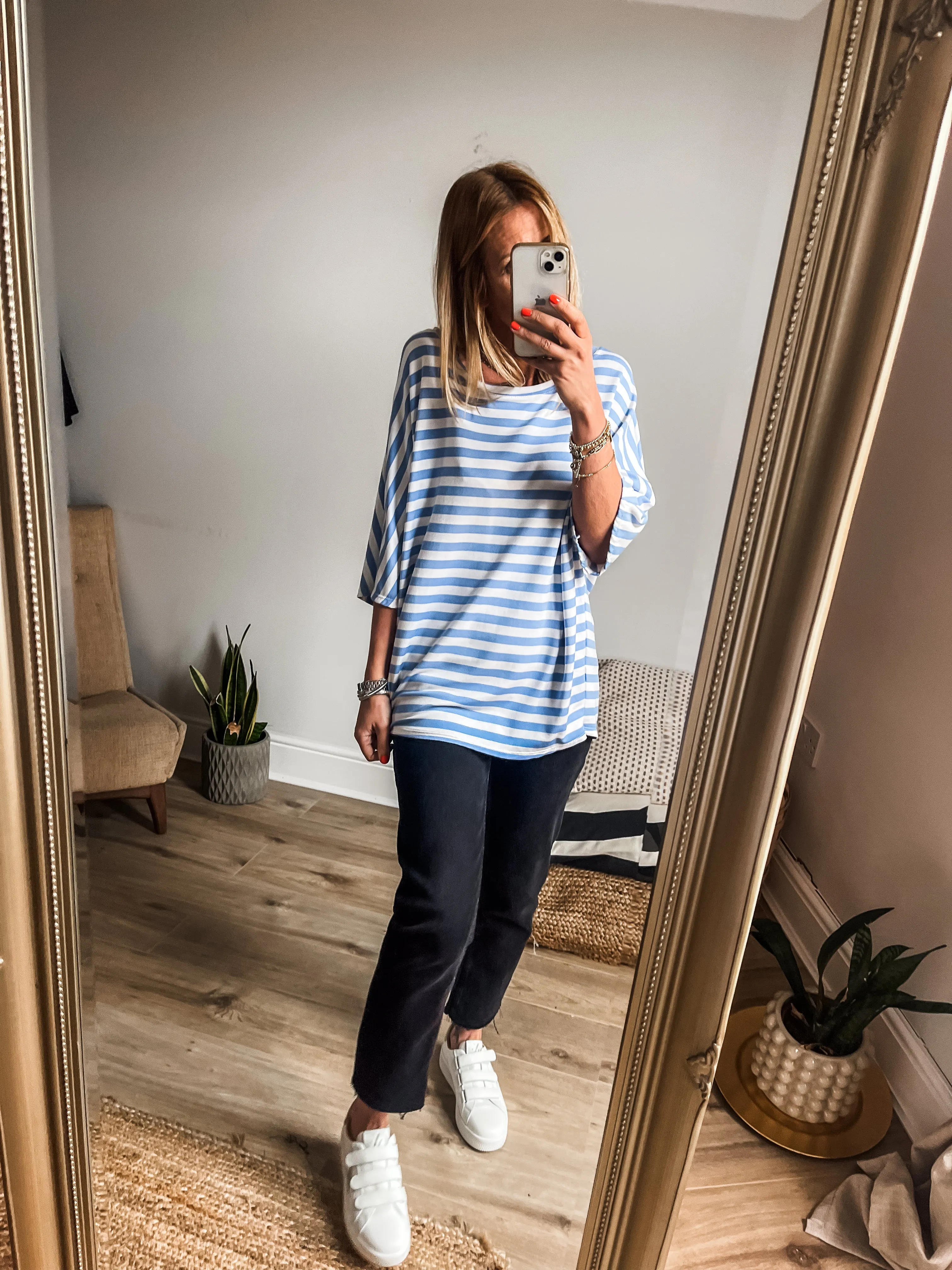 Striped Batwing Sweat Top