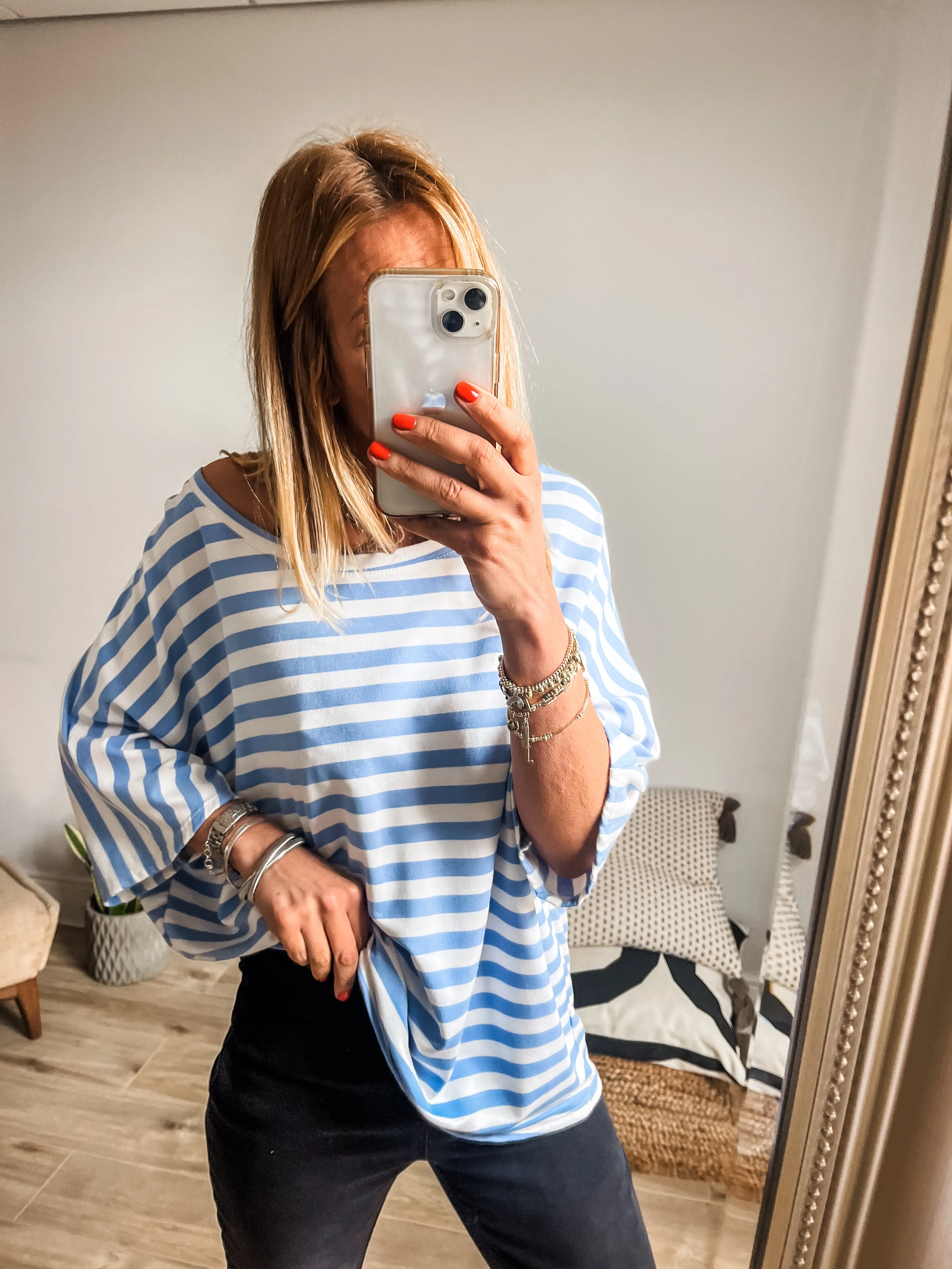 Striped Batwing Sweat Top