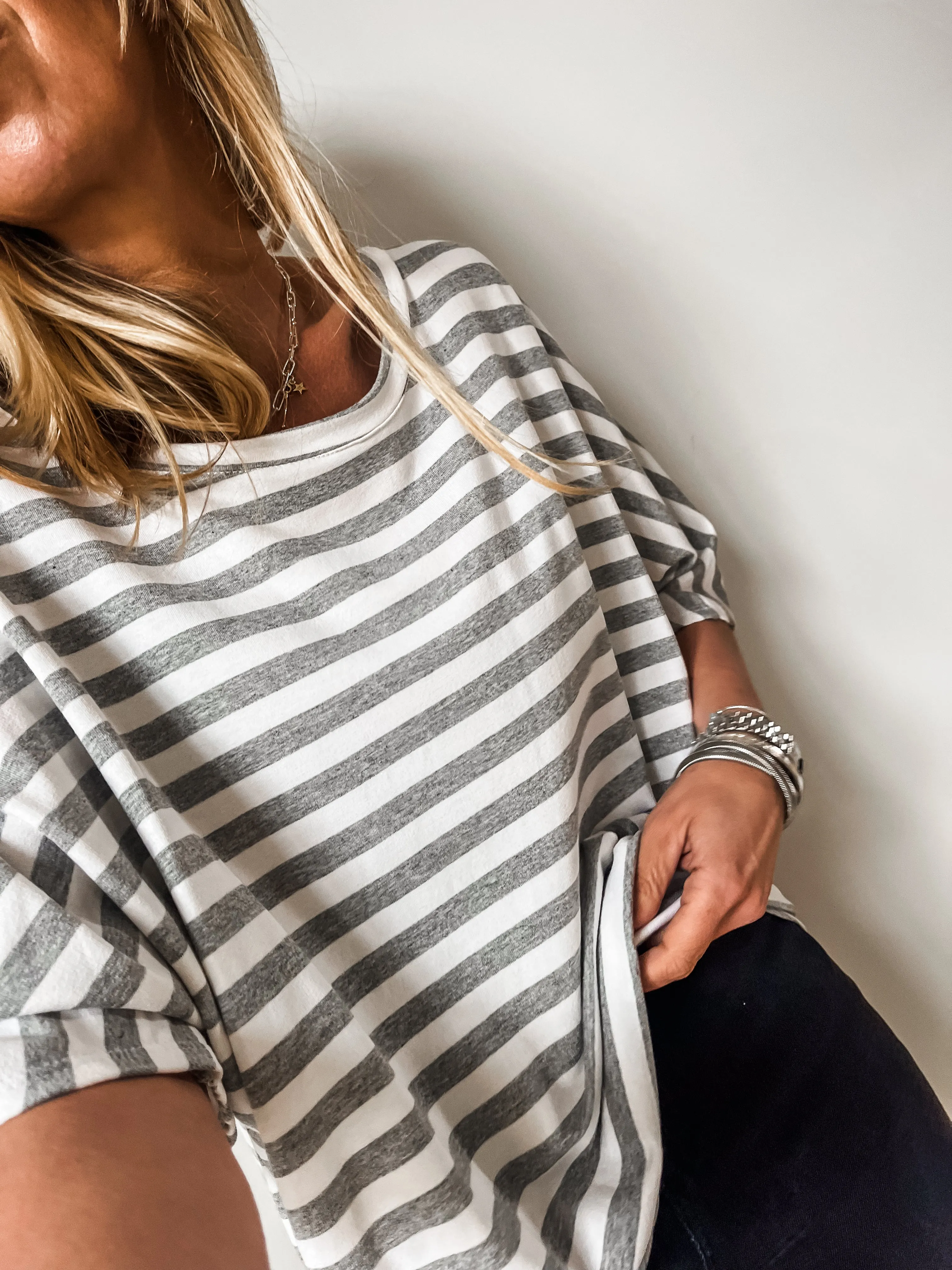 Striped Batwing Sweat Top