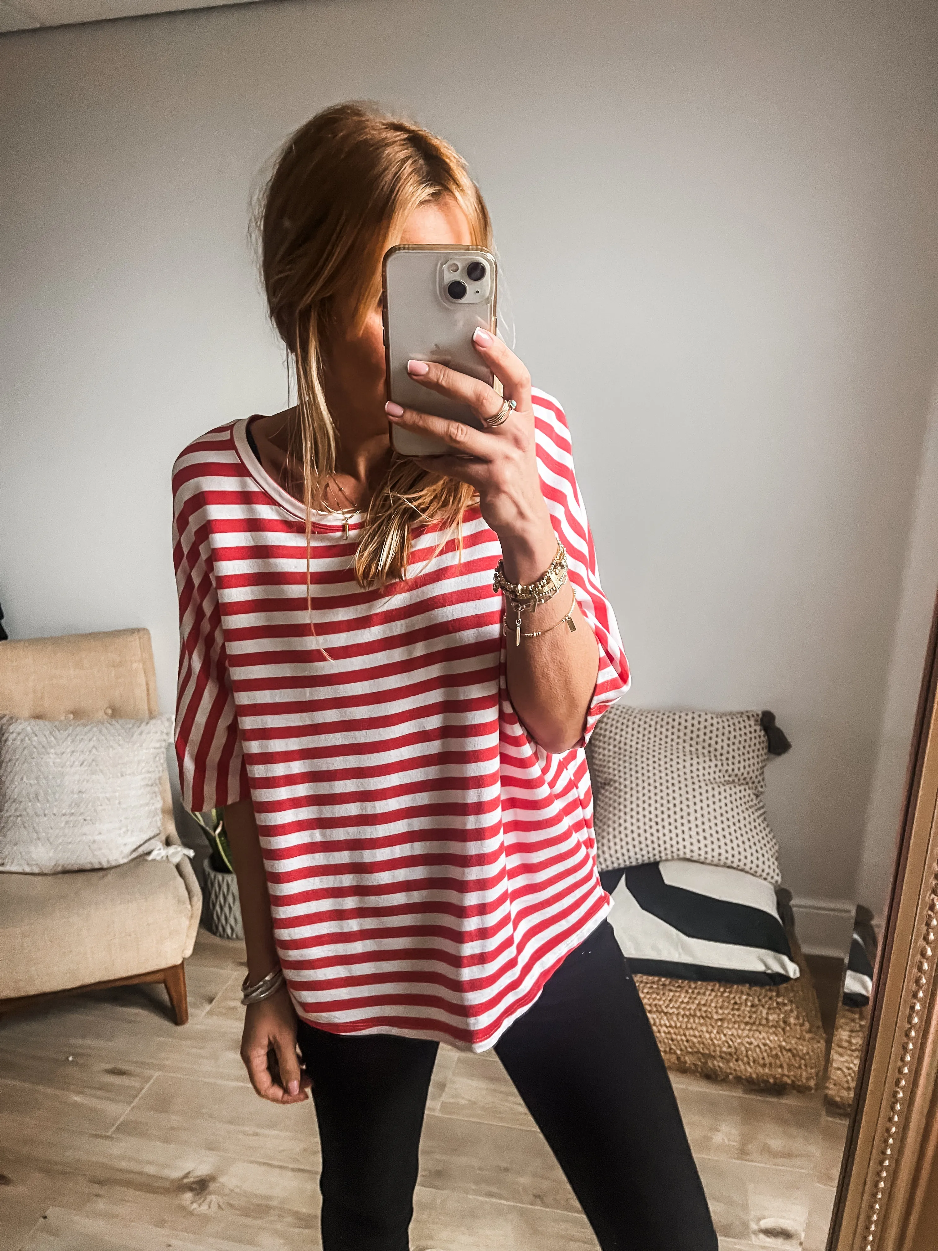 Striped Batwing Sweat Top