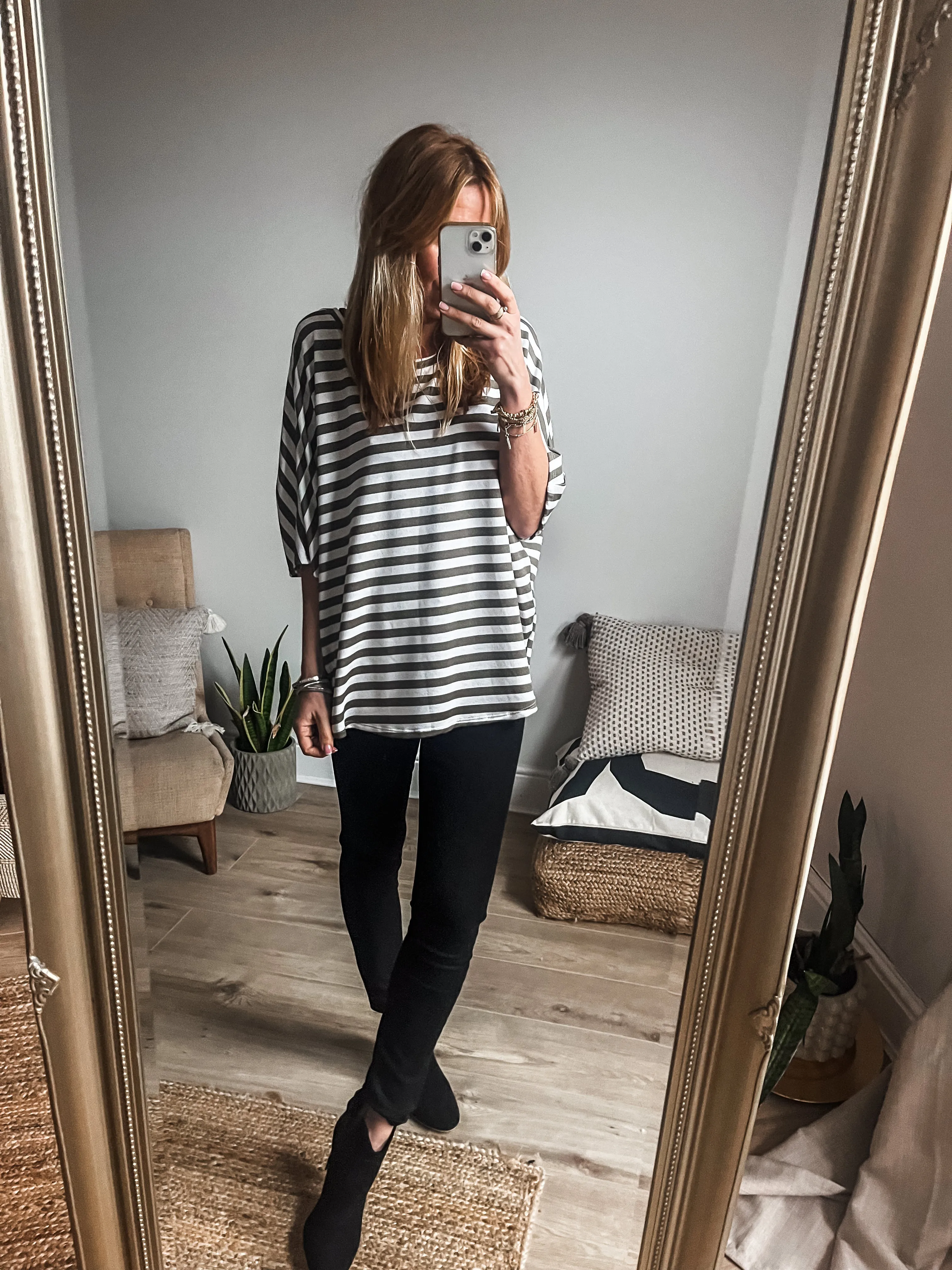 Striped Batwing Sweat Top