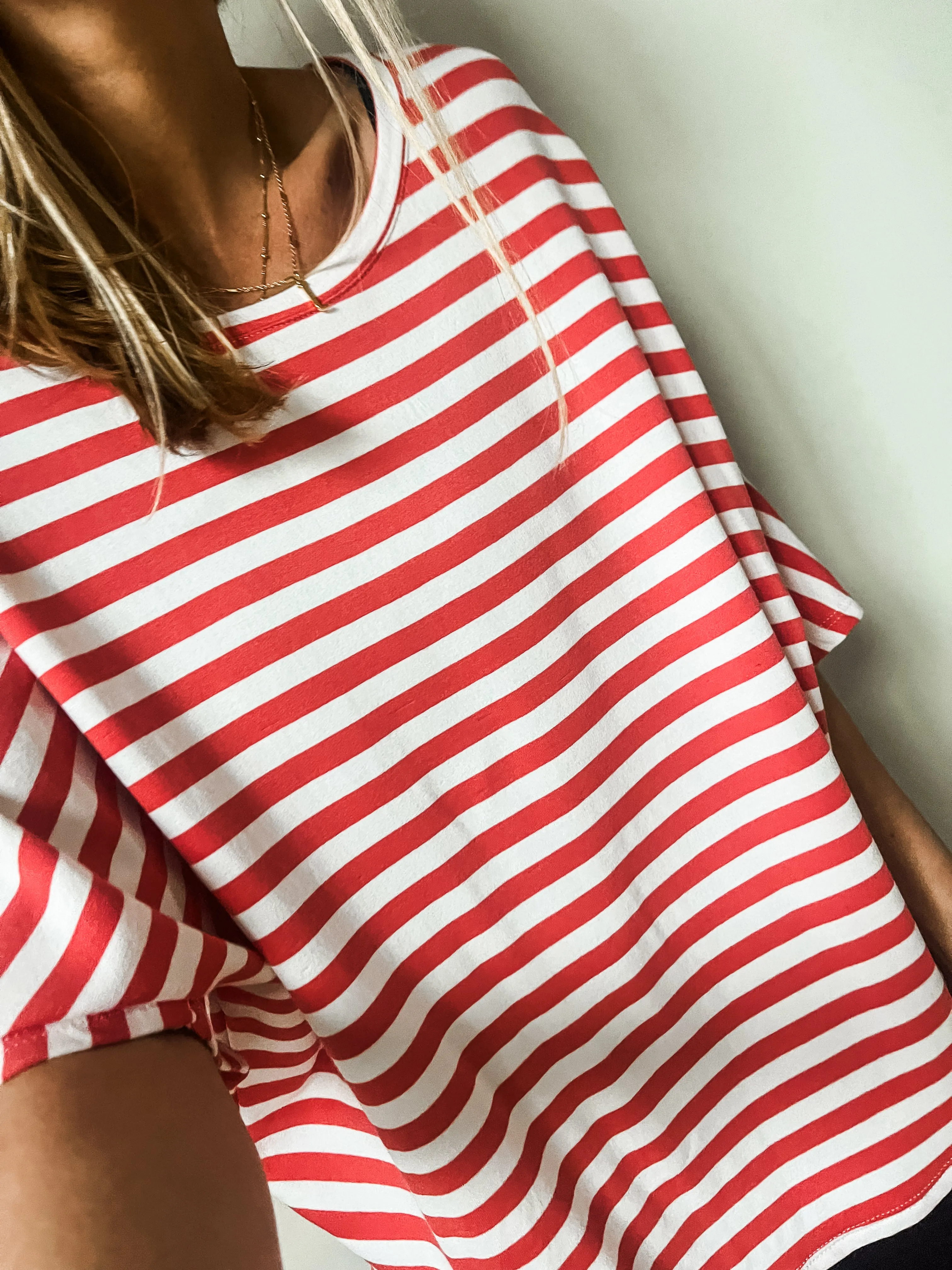 Striped Batwing Sweat Top