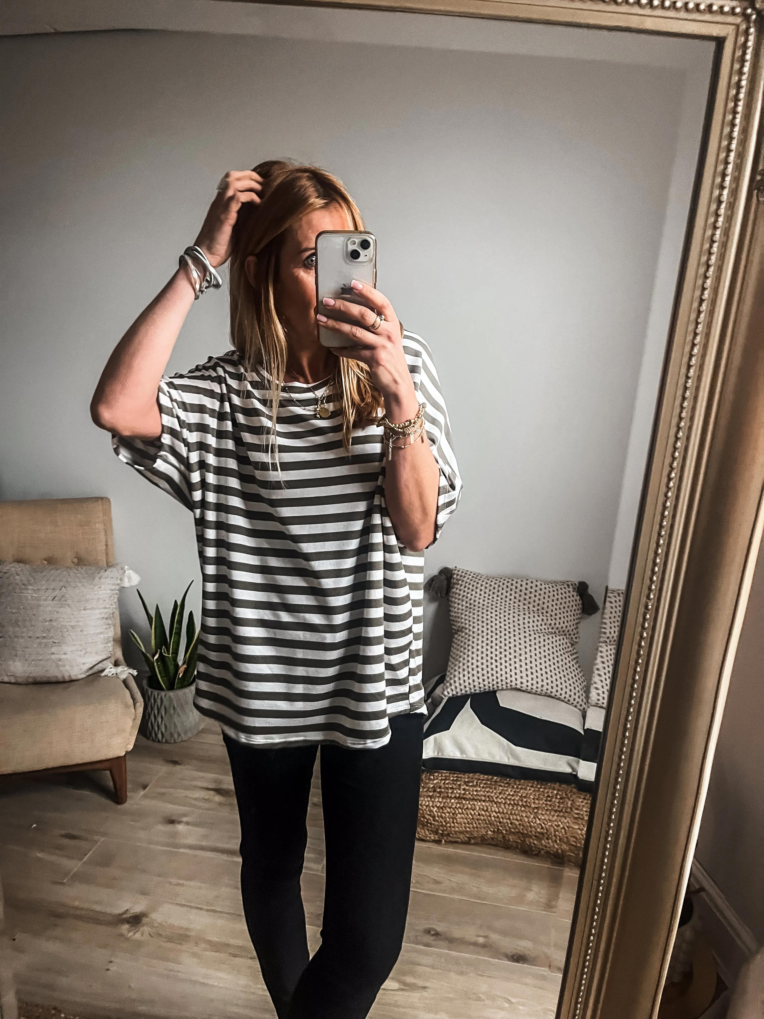 Striped Batwing Sweat Top